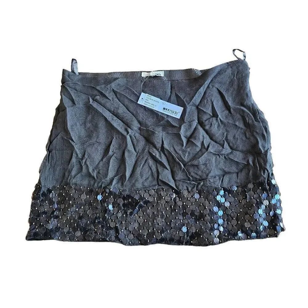 LA made womens juniors Sz S deep jadeite sequined mini skirt